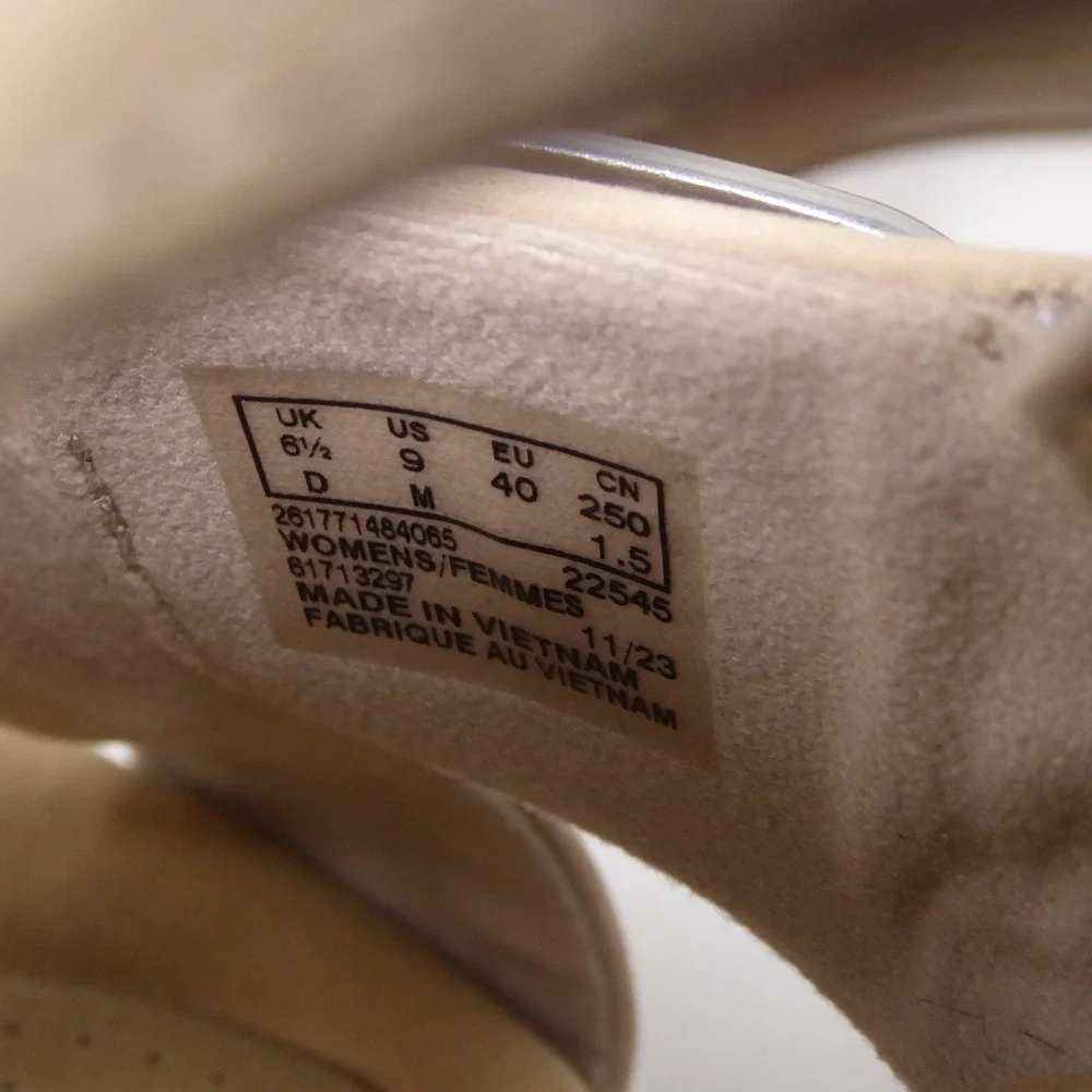 Clarks Giselle Womens Wedge Sandals Tan Leather Cork Platform Buckle 9